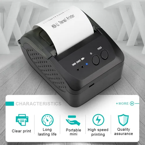 Vista 2 de Impresora térmica de recibos, Bluetooth 2.283 in Mini impresora POS con impresión de alta velocidad de 3.543 in/s, compatible con sistemas Android
