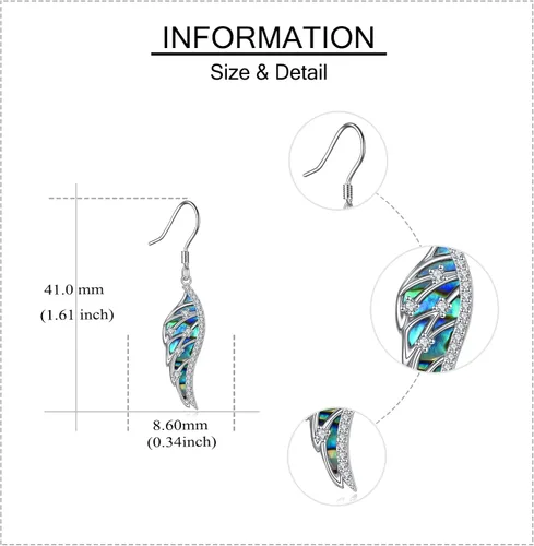 Vista 4 de Angel Wings Earring for Women Sterling Silver Fashion Dangle Drop Earring Angel Jewelry Gift for Women Girls