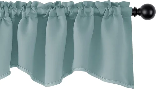 Vista 23 de Cenefas Deconovo festoneadas para cortinas pequeñas para oscurecimiento con barra de cortina sólida