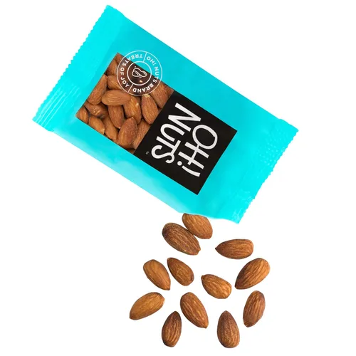 Vista 3 de Oh! Nuts Bocadillos individuales de nueces saladas tostadas de almendras para llevar, 12 prácticos bocadillos de nueces para la escuela, variedad