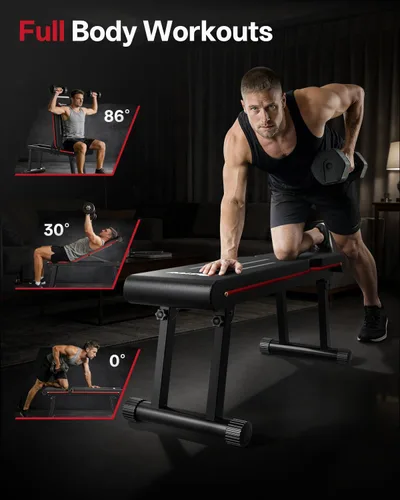 Vista 6 de PASYOU Adjustable Weight Bench, 660LB Capacity Foldable Workout Bench, Incline Flat Bench Press for Home Gym, Dual-Frame Strength Training Bench, No