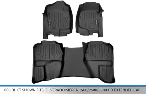 Vista 5 de SMARTLINER Juego de alfombrillas de piso de ajuste personalizado de 2 filas para Chevrolet Silverado 1500 2007-2013