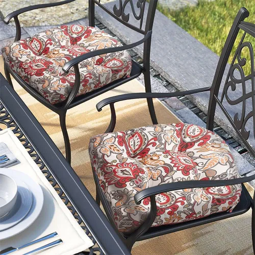 Vista 13 de Magpie Fabrics Juego de 2 cojines de asiento capitoné para exteriores e interiores con lazos, 19 x 19 pulgadas, impermeables, para silla de patio