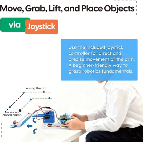 Vista 6 de Microbit Kit de brazo robótico inteligente, kit de construcción de brazo mecánico programable 4DF para fabricantes y entusiastas de STEM