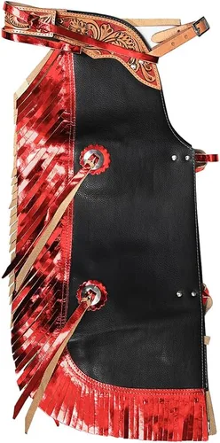 Vista 15 de HILASON Pro Rodeo Bull Riding Chaps de piel sintética juvenil verde oliva base verde oliva Chaps de montar toros Western Chaps cuero Western