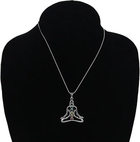 Vista 4 de DharmaObjects Juego de cadena con colgante de collar de plata de ley 92.5 con estampado