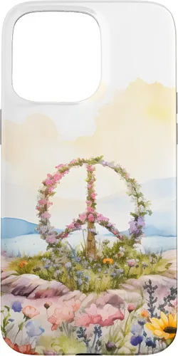 Vista 31 de Floral Peace Sign Watercolor Case for iPhone 17