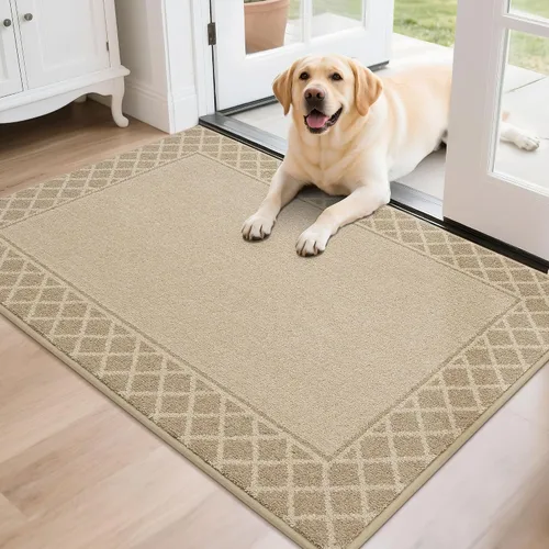 Vista 21 de BEQHAUSE Tapete para puerta atrapador de suciedad, antideslizante, absorbente, de bienvenida, de bajo perfil, lavable, para patas fangosas, entrada