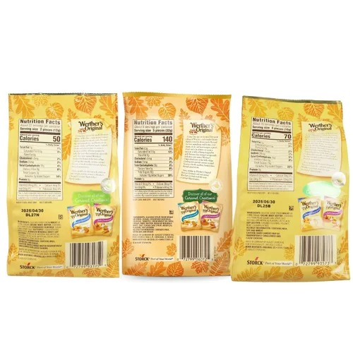 Vista 5 de Caramelos surtidos de caramelo Werther's de manzana, caramelos envueltos individualmente, golosinas temáticas de otoño (3, 3, unidades)