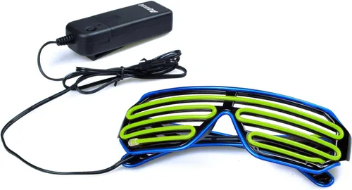 Vista 10 de Gafas de LED de Aqua Led de Neón electroluminiscentes para fiestas y disfraces modelo RB03., Púrpura + Azul