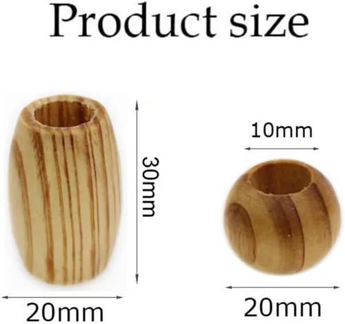 Vista 6 de BetterJonny 140 cuentas de madera natural de agujero grande, cuentas espaciadoras redondas de madera para macramé, pulseras de joyería, manualidades