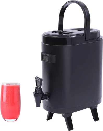 Vista 12 de Dispensador de bebidas aislado, dispensador de bebidas calientes de acero inoxidable de 2.11 galones con termómetro, dispensador de bebidas frías