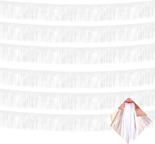 Vista 18 de Paquete de 6 Guirnaldas de Flecos de Papel Aluminio de 10 Pies, Serpentinas Metálicas de Oropel, Pancarta Colgante de Pared, Telón de Fondo