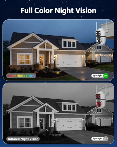 Vista 6 de WEILAILIFE 【Enlace de Lente Dual】 Cámara de Seguridad Inalámbrica para Exteriores de 5MP, Cámaras de Vigilancia por Video WiFi PTZ para Seguridad