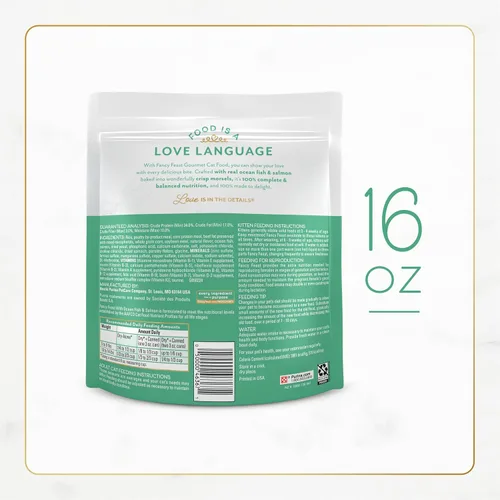 Vista 6 de Purina Fancy Feast - Alimento seco para gatos con pescado y salmón del océano (paquete de 4) bolsas de 16 onzas
