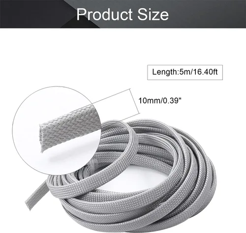 Vista 2 de Othmro Funda de cable trenzado expandible de PET de 16.4 pies, protector de cable flexible de 3/8 pulgadas, funda de organización de cables