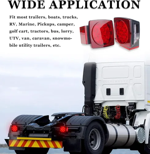 Vista 14 de Kit de luz de remolque de 12 V con certificación DOT para barco, caravana, automóvil, fácil montaje con arnés de alambre, oblea LED, impermeable