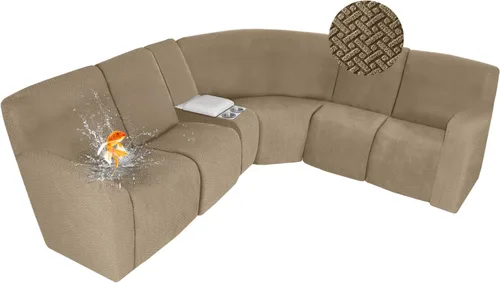 Vista 23 de ALIECOM Fundas 100% impermeables para sofá seccional reclinable, forma de L, elásticas, para esquina, funda para sofá seccional reclinable, lavable