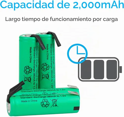 Vista 3 de Tenergy AA 1.2V NiMH 2000mAh Pilas AA recargables con parte superior plana con pestañas, paquete de 10