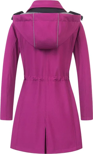 Vista 2 de CREATMO US Chaqueta táctica ligera impermeable larga Softshell con forro polar cortavientos para mujer