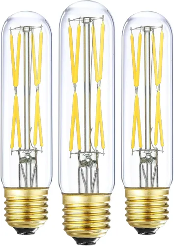 Vista 16 de XININSUN Bombillas LED esmeriladas T10, color blanco cálido 2700 K, bombillas LED Edison tubulares regulables de 6 W, equivalente a 60 vatios, 600