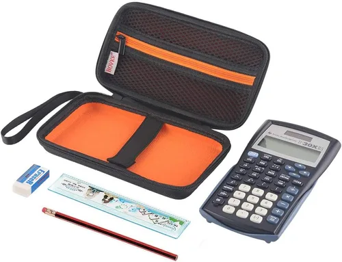 Vista 3 de BOVKE TI-30XIIS - Funda rígida para calculadora científica Texas Instruments TI-30XIIS, 2 líneas, con bolsillo de malla para cables de carga