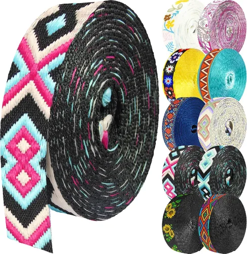 Vista 25 de 1.5 pulgadas Correa de nailon con patrón, correas de cinturón de nailon, correas para bolso, correas para mochila, cinturón de nailon