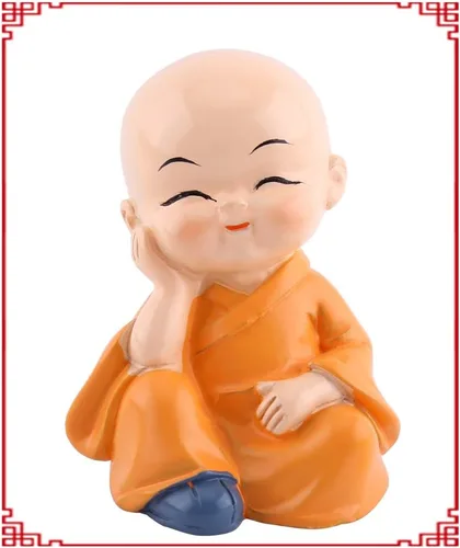 Vista 5 de 4 figuras de monjes, lindos monjes sabios de Kongfu para decoración interior de automóvil, decoración de resina, adorno de resina, no escucha