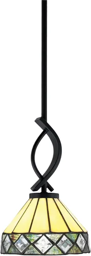 Vista 108 de Toltec Lighting Cavella Stem Colgado Mini colgante, acabado grafito, vidrio de muselina blanca de 4 pulgadas