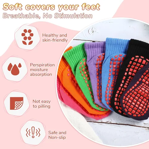 Vista 4 de 7 pares de calcetines antideslizantes para niños y niñas pequeños
