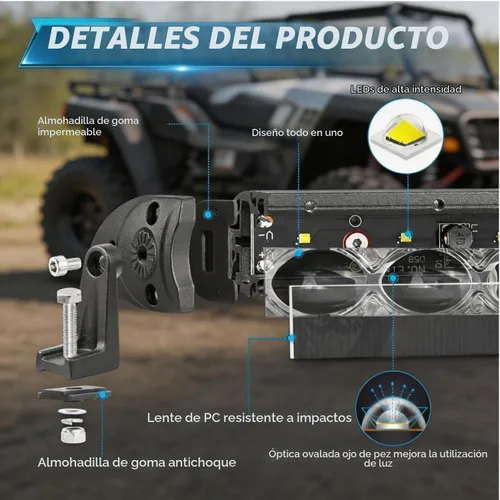 Vista 4 de YCHOW-TECH Barra de luz LED de 6 pulgadas, haz de inundación delgado de una 1 pieza
