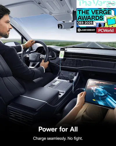 Vista 8 de Baseus Cargador de coche retráctil de 163 W USB C de carga rápida, PrimeTrip VR2 Max 4 en 1, cargador de coche rápido con cable USB C retráctil dual