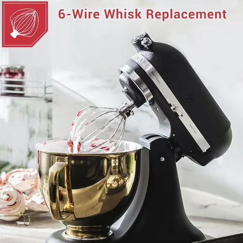 Vista 6 de Accesorio de látigo de alambre para KitchenAid, accesorios para mezclador KitchenAid de 4.5 a 5 cuartos de galón, repuesto K45WW, reemplazo