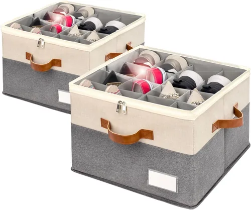Vista 7 de Organizador de zapatos para armario, contenedores de almacenamiento de zapatos plegables con cubierta transparente, soporte para zapatos que ahorra