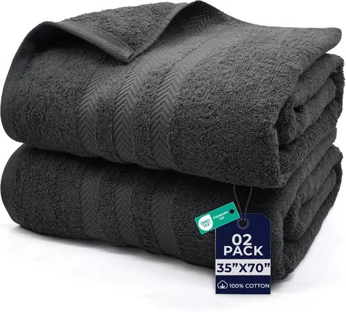 Vista 13 de DAN RIVER Paquete de 2 toallas de baño extra grandes de 35 x 70 pulgadas, toallas de baño grandes para adultos, juego de toallas de gran