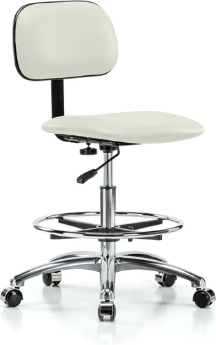 Vista 38 de Perch - Silla de laboratorio cromada con respaldo ajustable, altura del escritorio de 17 a 22 pulgadas, tela negra