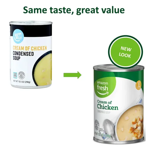 Vista 4 de Amazon Fresh, Sopa condensada de crema de pollo, 10.5 onzas (anteriormente Happy Belly, el empaque puede variar)