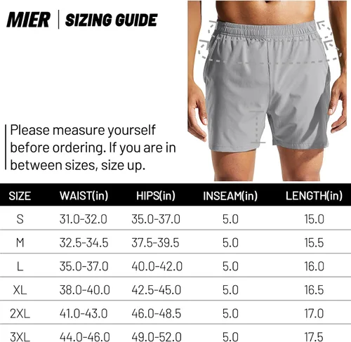 Vista 7 de MIER Pantalones cortos deportivos para correr de 5 pulgadas para hombre con bolsillos, de secado rápido, ligeros, pantalones cortos de entrenamiento