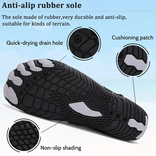 Vista 3 de Aoikoy Zapatos acuáticos para mujer y hombre, zapatos de agua descalzos, unisex, de secado rápido, para correr, gimnasio, fitness, para playa, yoga