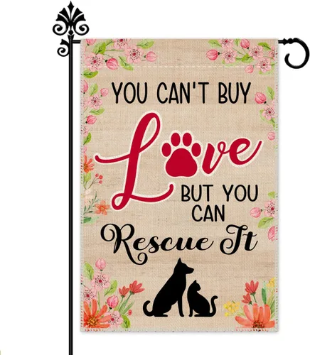 Vista 10 de Hafhue Bandera de jardín con la frase "Hope You Like Dogs", de doble cara, de 12 x 18 pulgadas, para decoración de patio o jardín, decoración