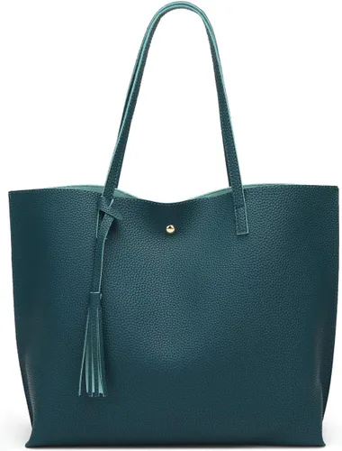 Vista 24 de Dreubea - Bolsa de hombro y de mano de piel sintética suave para mujer, con borla, de gran capacidad