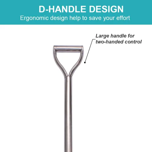 Vista 4 de Pala de jardín de 31.5 pulgadas de cabeza plana, pala cuadrada de mango D para jardinería, toda fabricada en acero inoxidable