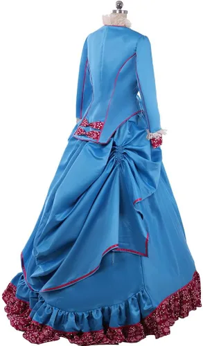 Vista 5 de Women's Gothic Victorian Bustle Gown Edwardian Dress Vintage Long Sleeve Historical Costume