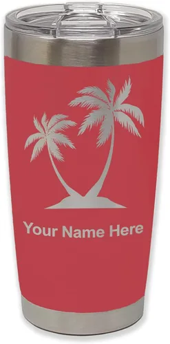 Vista 21 de LaserGram Vaso aislado al vacío de 20 onzas, palmeras, grabado personalizado incluido (negro)