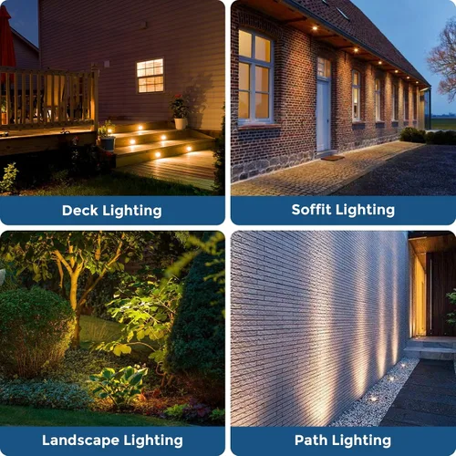 Vista 6 de Gardencoin Luces LED empotrables para terraza, sofito de alta resistencia e iluminación de escaleras al aire libre, 1 W, 12-24 V, bajo voltaje, luz