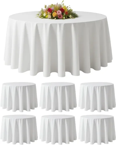 Vista 13 de BESTVIP Manteles redondos de poliéster de 60 pulgadas Se adapta a mesas de 20 a 48 pulgadas Funda decorativa lavable de tela para restaurantes