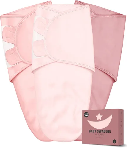 Vista 11 de Manta envolvente para recién nacido de 0 a 3 meses (paquete de 3) – Saco de dormir ajustable para bebé, 100% algodón antisobresalto, suave