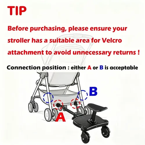 Vista 7 de Tabla universal para cochecito con asiento desmontable, apto para la mayoría de marcas de cochecitos, tabla de pie para cochecito, soporta niños