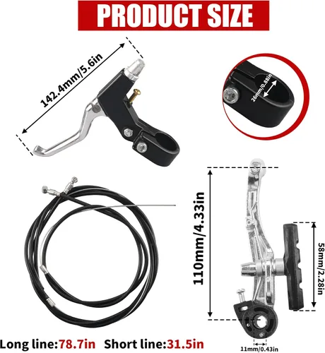 Vista 2 de Juego completo de frenos de bicicleta, cables de pinzas internas y externas, kit de palancas, frenos universales para bicicleta de montaña delantera