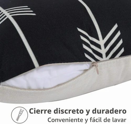 Vista 4 de Tosewever Juego de 4 fundas de almohada decorativas geométricas de 16 x 16 pulgadas, funda de cojín cuadrada de lino con patrón moderno para sofá